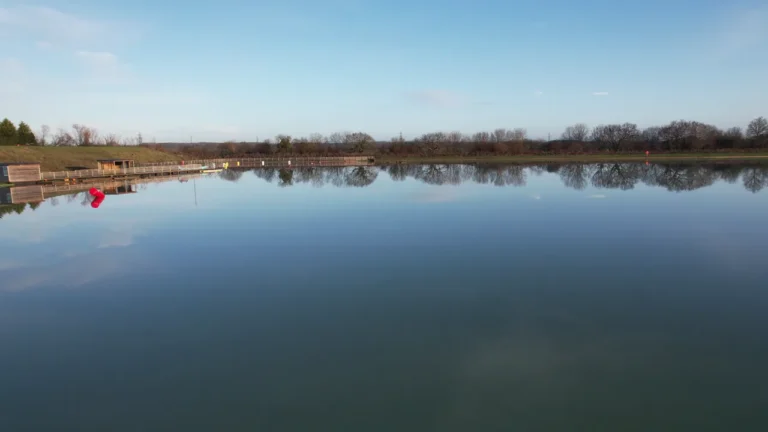 The lake at West Country Water Park, with the lakeside venue
